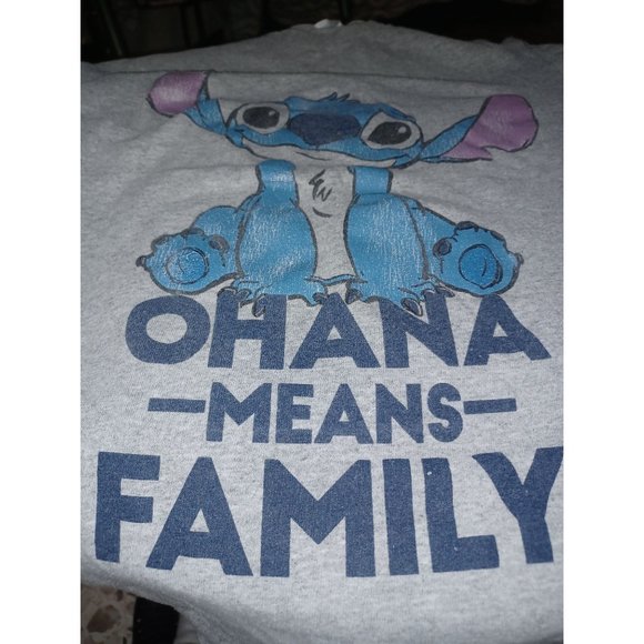 Lilo & Stitch Graphic Tee "Ohana Means Family" Small Gray & Blue - Picture 2 of 4
